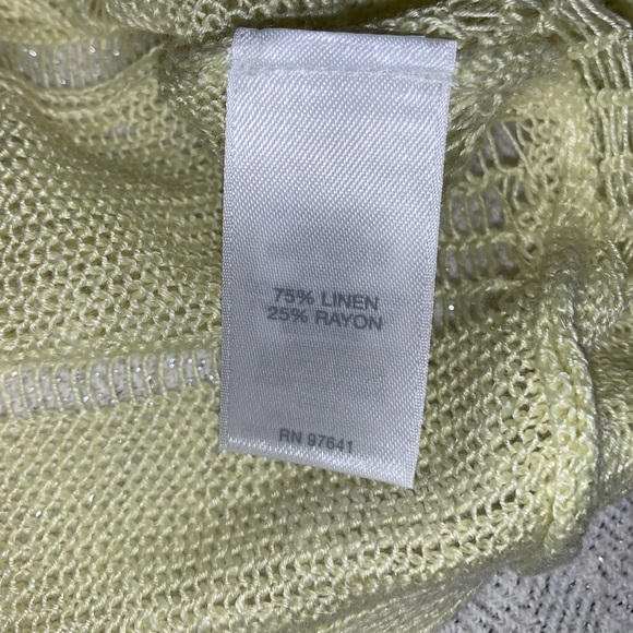 Pure Jill woven see-through linen blend yellow /green top L. - Picture 4 of 7